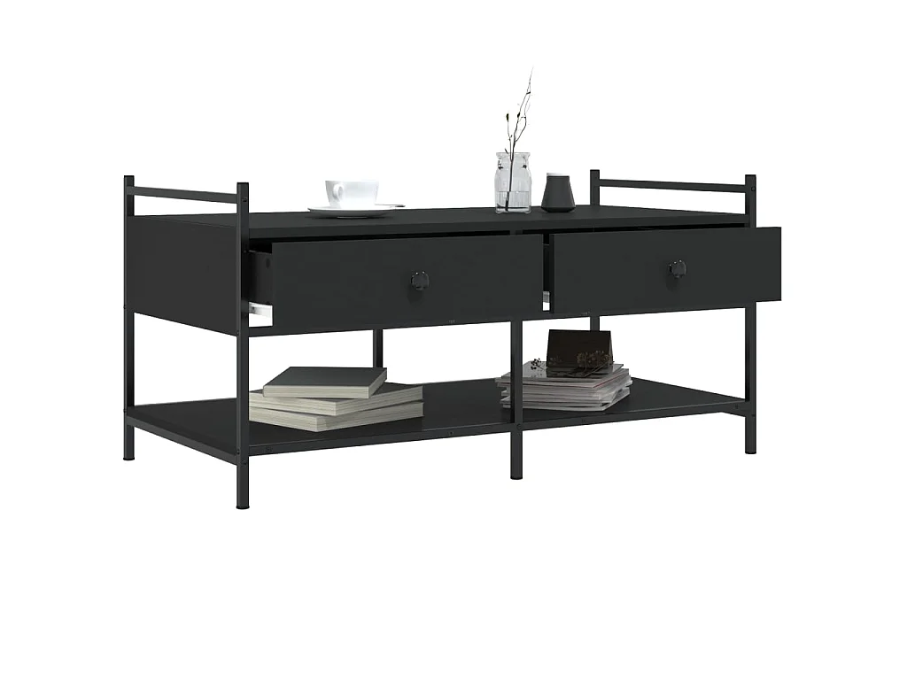 Table basse noir 99x50x50 cm bois d'ingénierie OFR43624 BonneVie Meuble