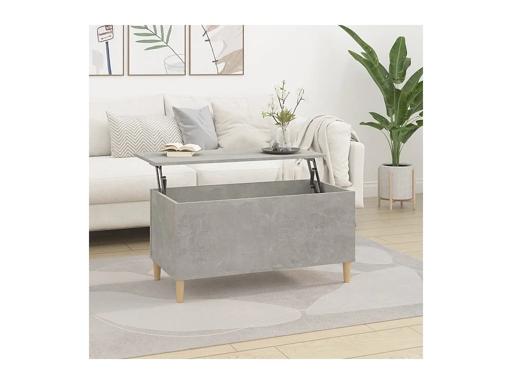 Table basse relevable Gris béton 90x44,5x45 cm Bois d'ingénierie OFR77847 BonneVie Meuble