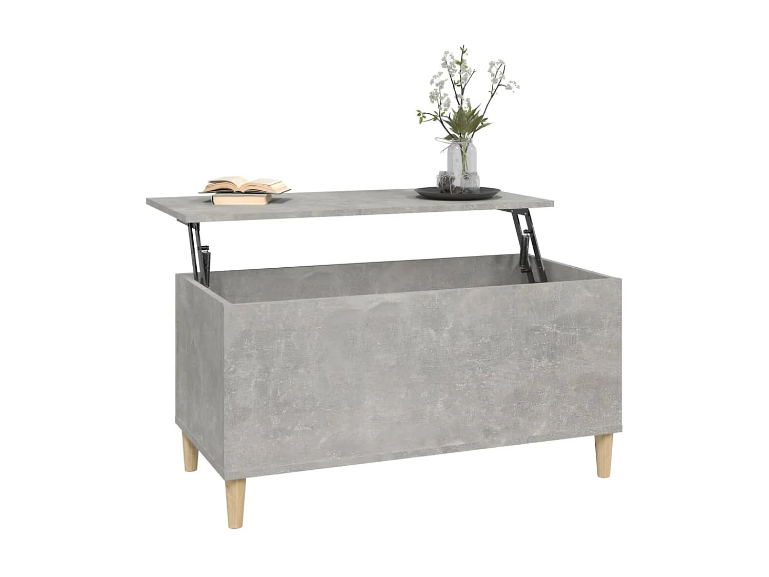 Table basse relevable Gris béton 90x44,5x45 cm Bois d'ingénierie OFR77847 BonneVie Meuble
