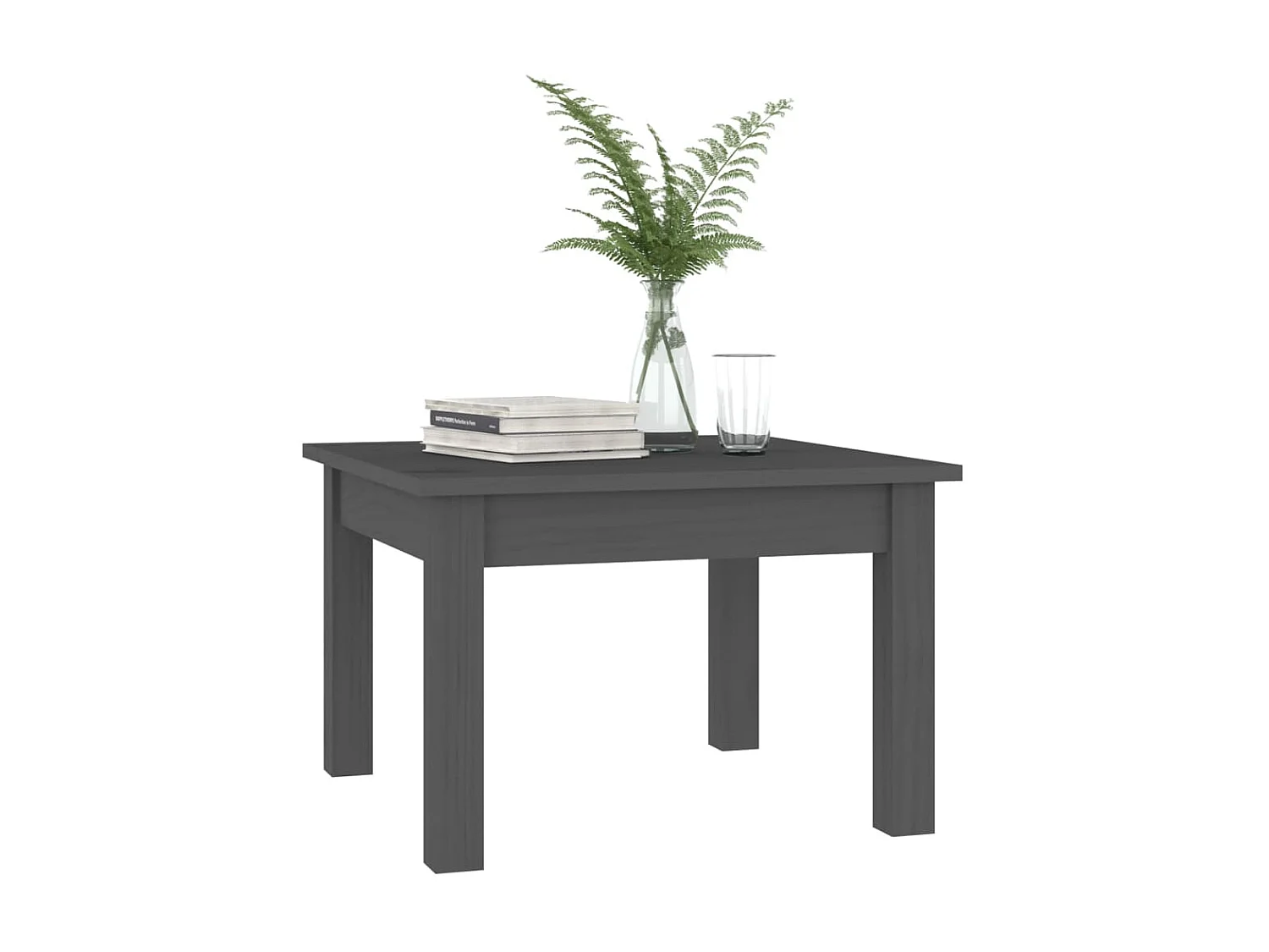 Table basse Gris 45x45x30 cm Bois massif de pin OFR56353 BonneVie Meuble
