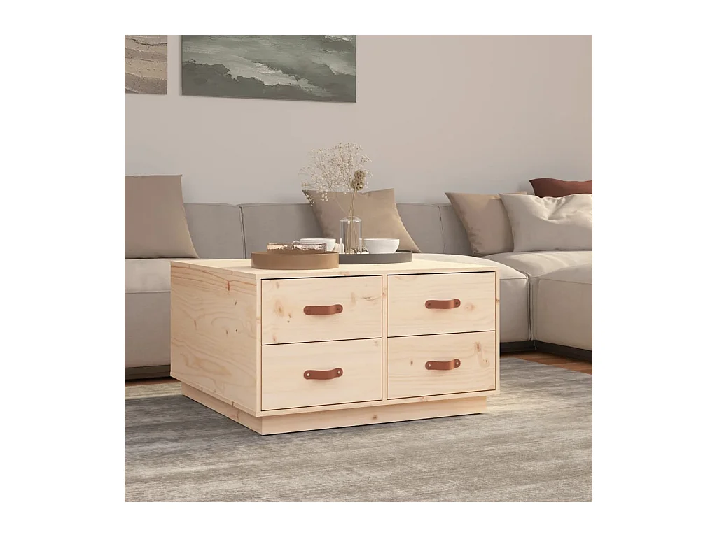 Table basse 80x80x45 cm Bois massif de pin OFR53508 BonneVie Meuble