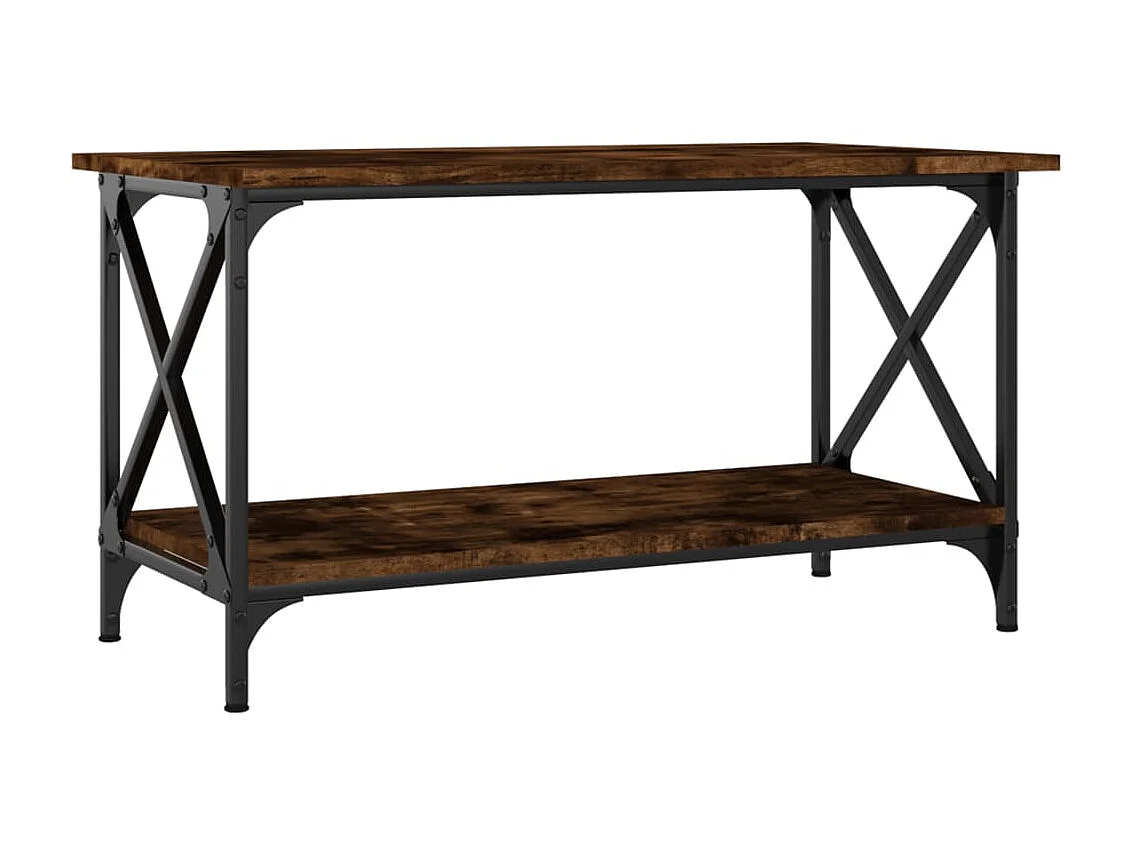 Table basse Chêne fumé 80x45x45 cm Bois d'ingénierie et fer OFR38635 BonneVie Meuble
