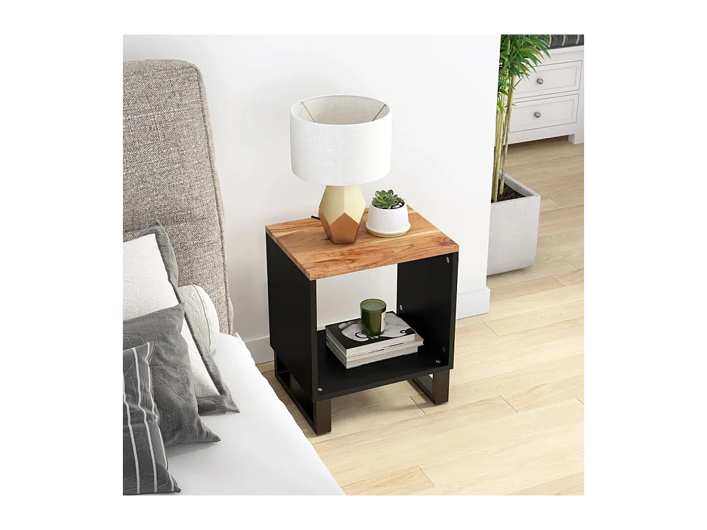 Salontafel 40x31x46 cm massief acaciahout en bewerkt hout NL49721