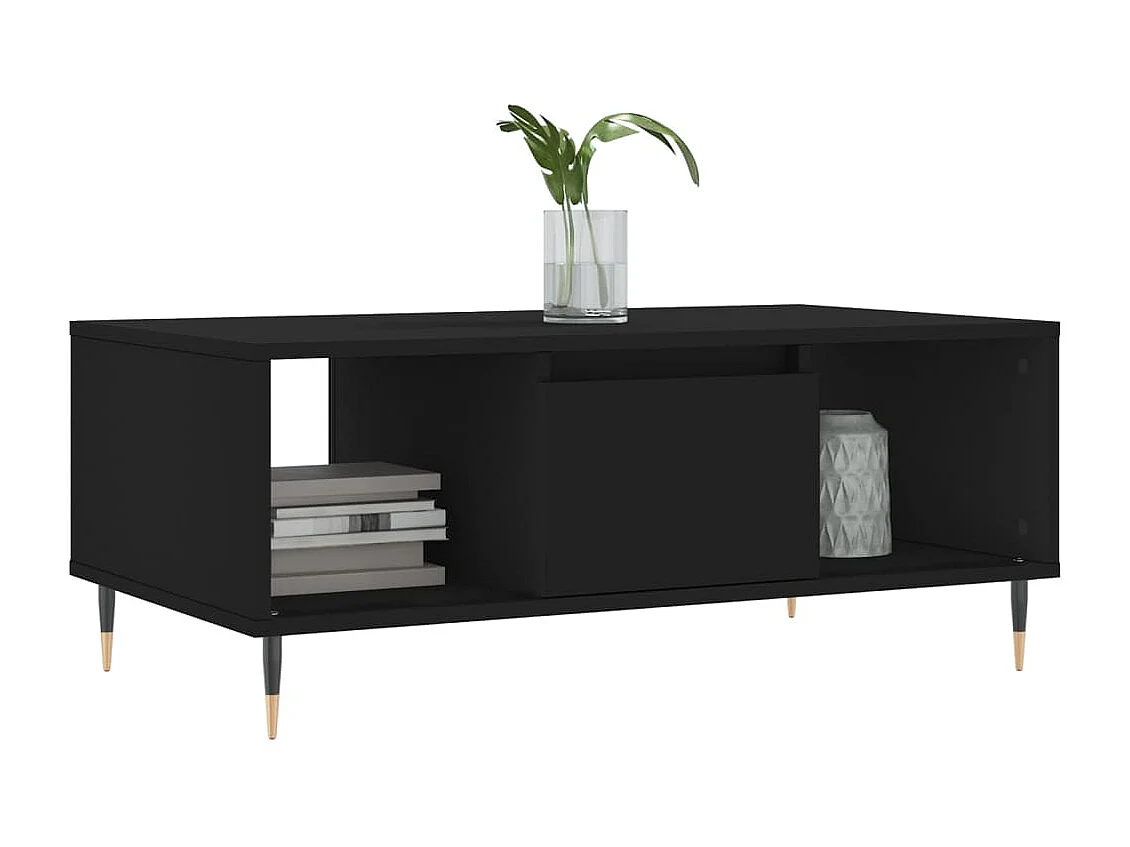 Mesa de centro madera contrachapada negro 90x50x36,5 cm ES14588