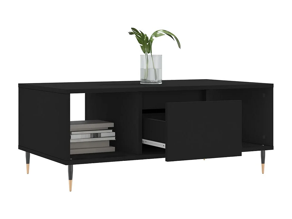 Mesa de centro madera contrachapada negro 90x50x36,5 cm ES14588