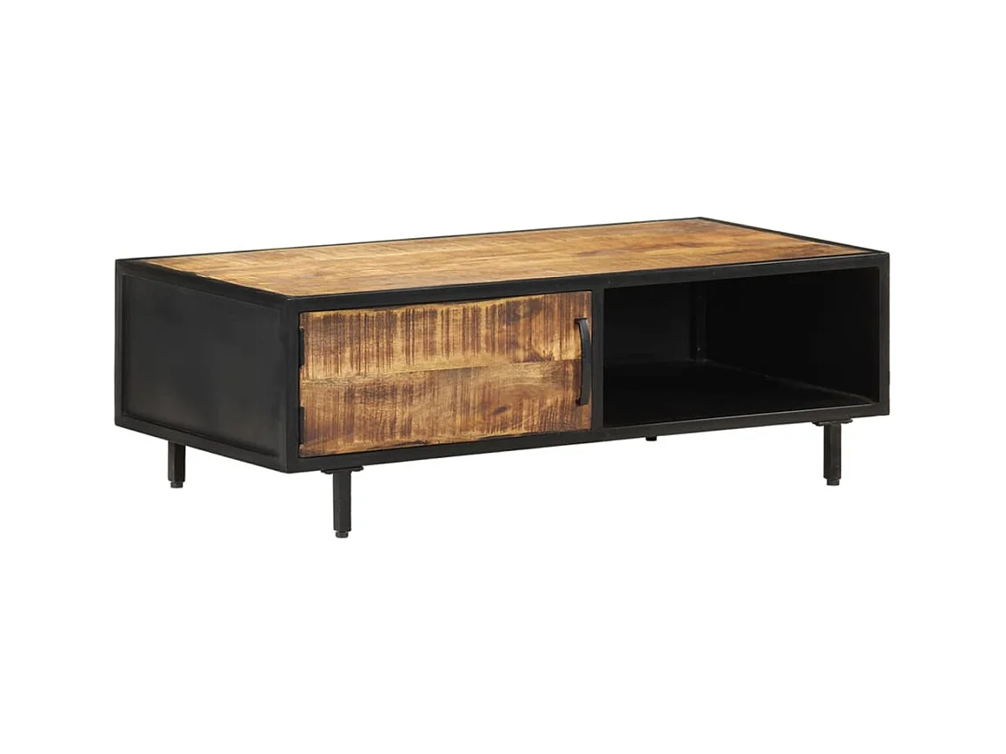 Table basse 105x50x35 cm Bois de manguier brut OFR78497 BonneVie Meuble