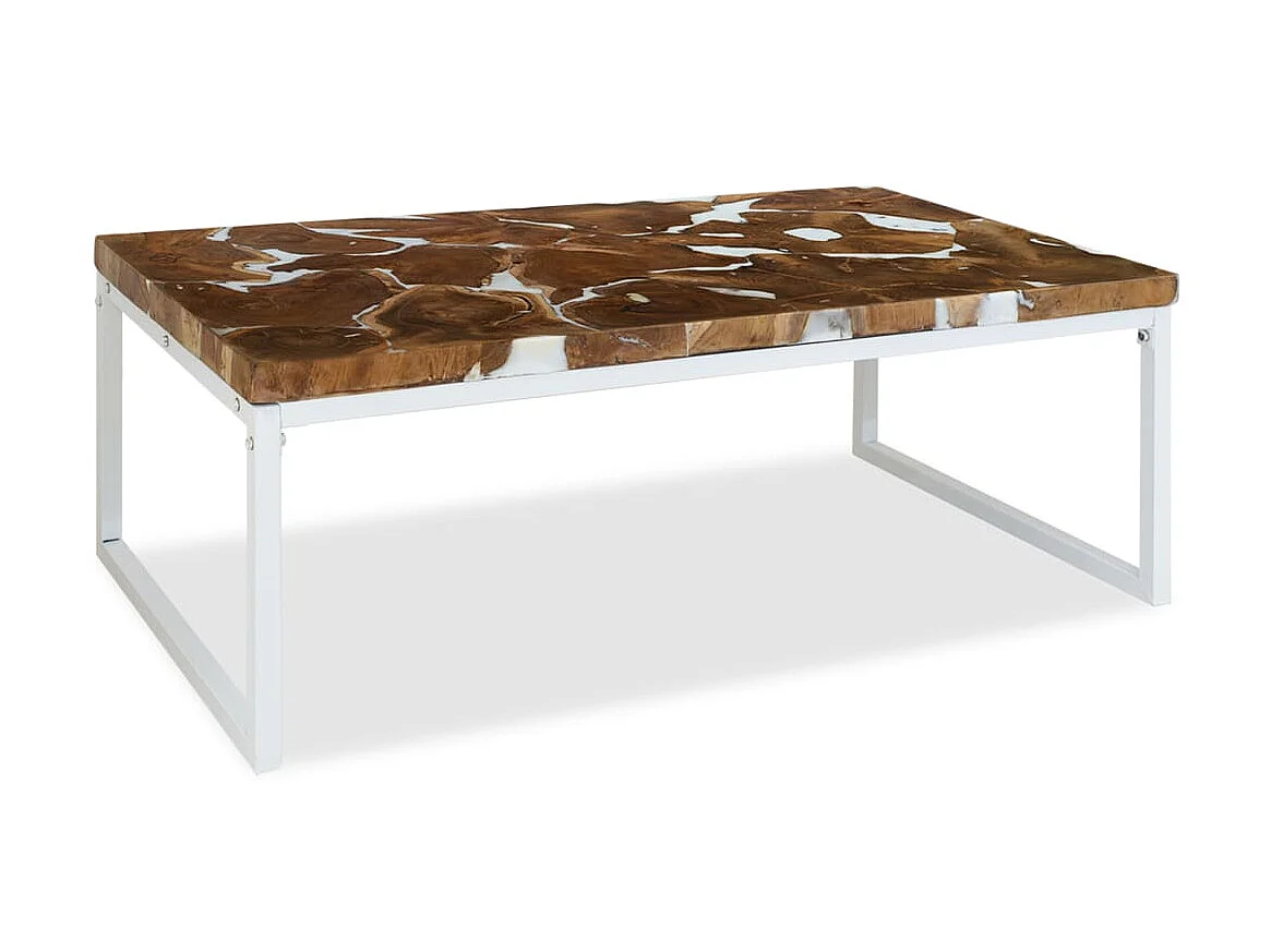 Table basse Teck Résine 110 x 60 x 40 cm OFR88635 BonneVie Meuble