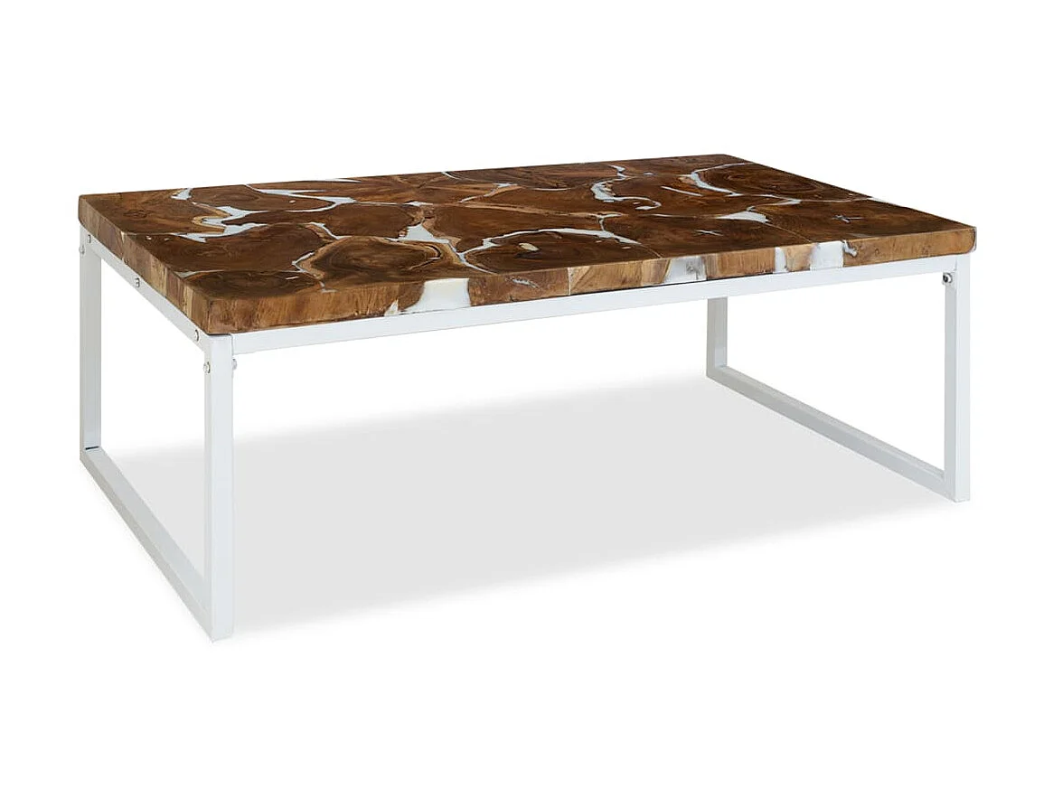 Table basse Teck Résine 110 x 60 x 40 cm OFR88635 BonneVie Meuble