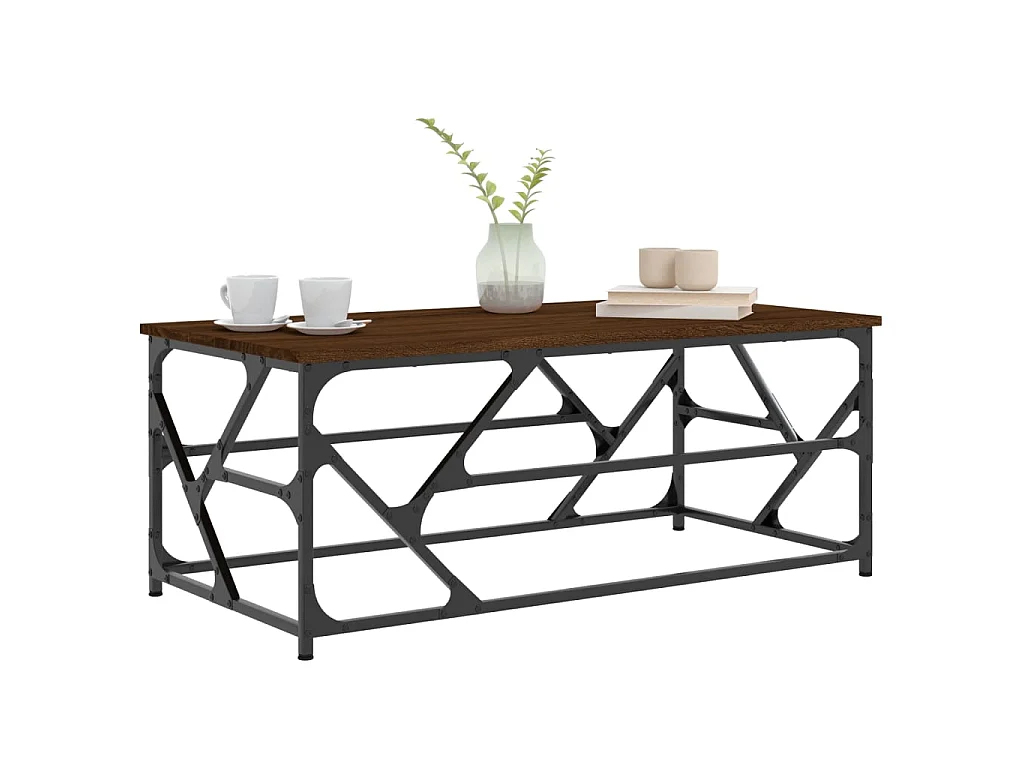 Mesa de centro madera contrachapada roble marrón 100x50x40 cm ES57643