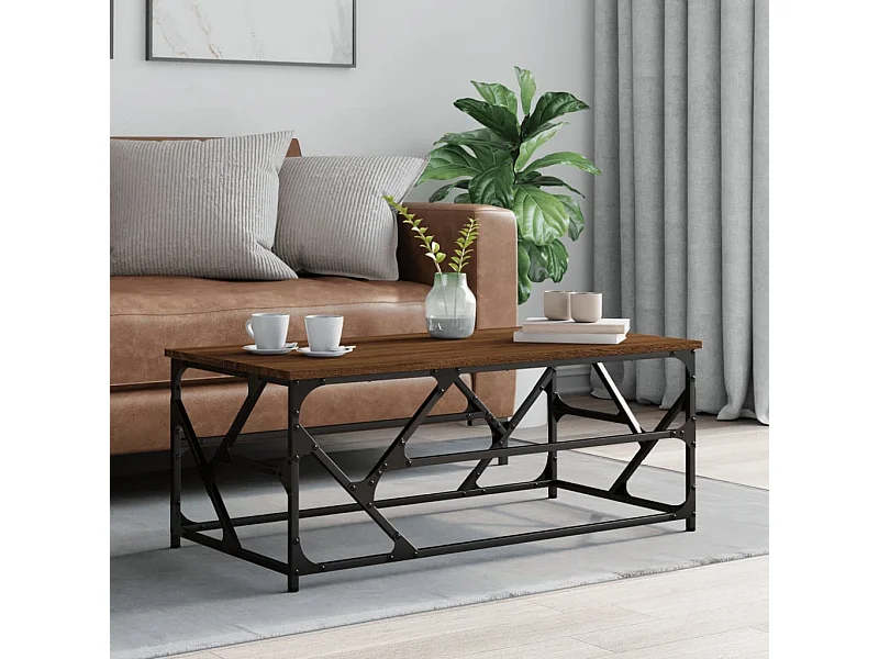 Mesa de centro madera contrachapada roble marrón 100x50x40 cm ES57643