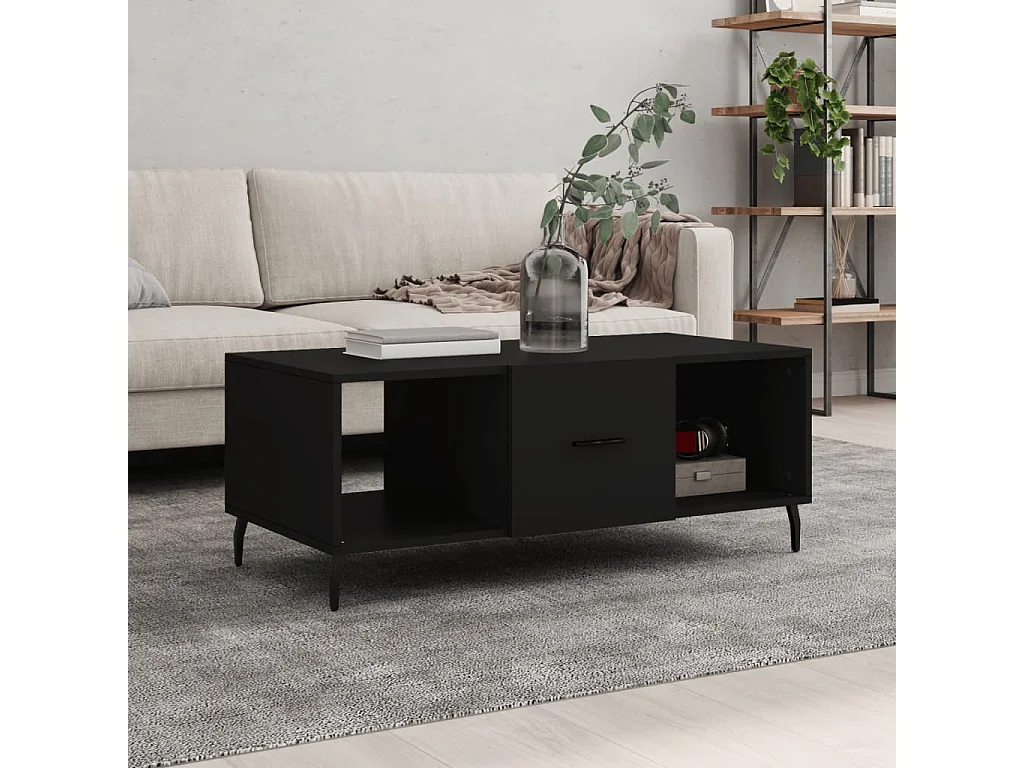 Mesa de centro madera contrachapada negro 102x50x40 cm ES39259