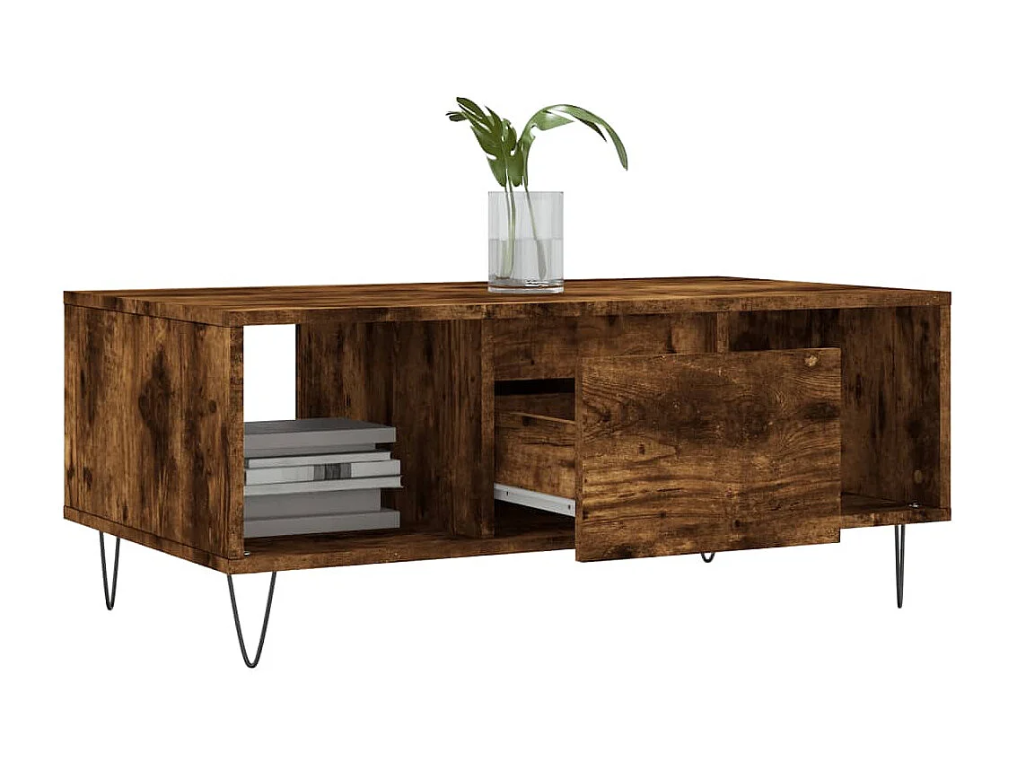 Mesa de centro madera contrachapada roble ahumado 90x50x36,5 cm ES40283