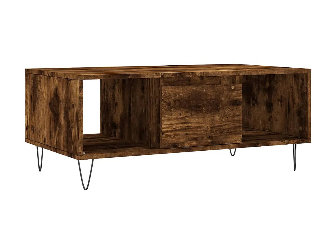 Table basse Chêne fumé 90x50x36,5 cm Bois d'ingénierie OFR65567 BonneVie Meuble