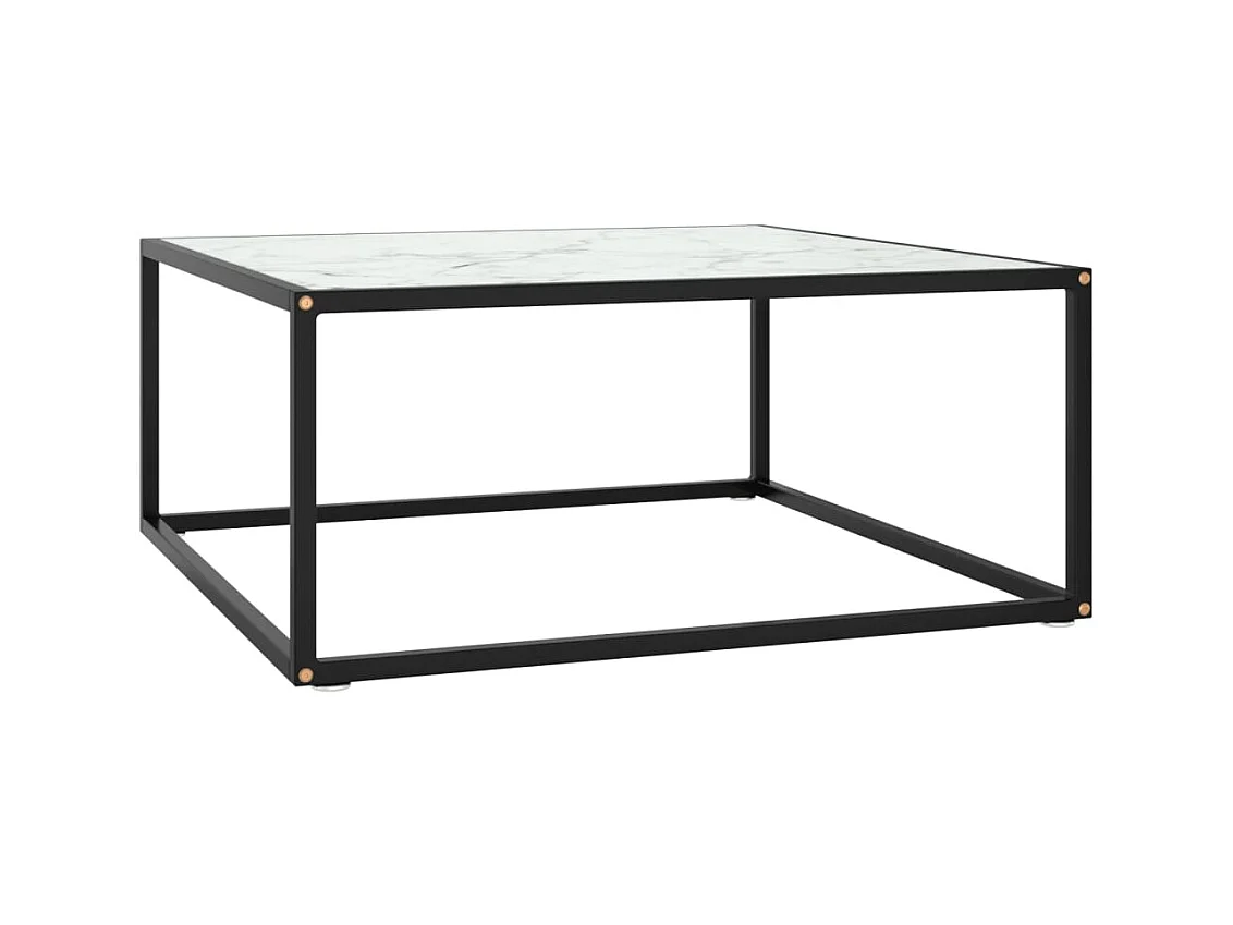 Salontafel met wit marmerglas 80x80x35 cm zwart NL89173