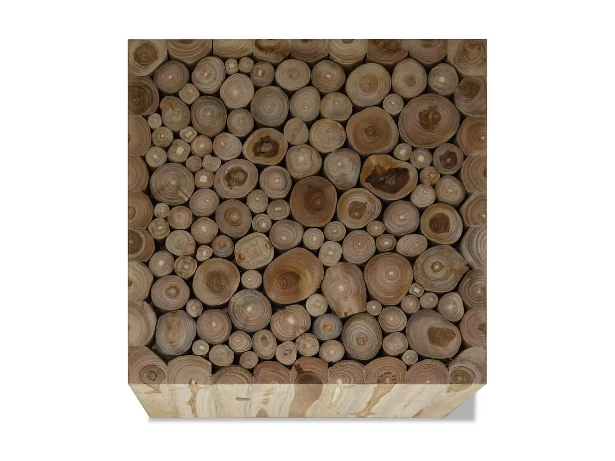 Table basse Teck authentique 50 x 50 x 35 cm OFR43471 BonneVie Meuble