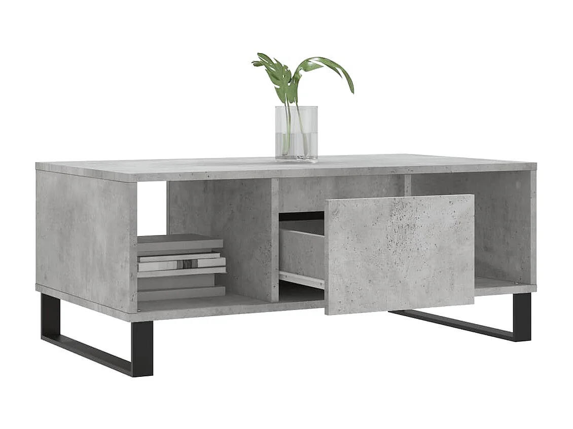 Table basse Gris béton 90x50x36,5 cm Bois d'ingénierie OFR56756 BonneVie Meuble