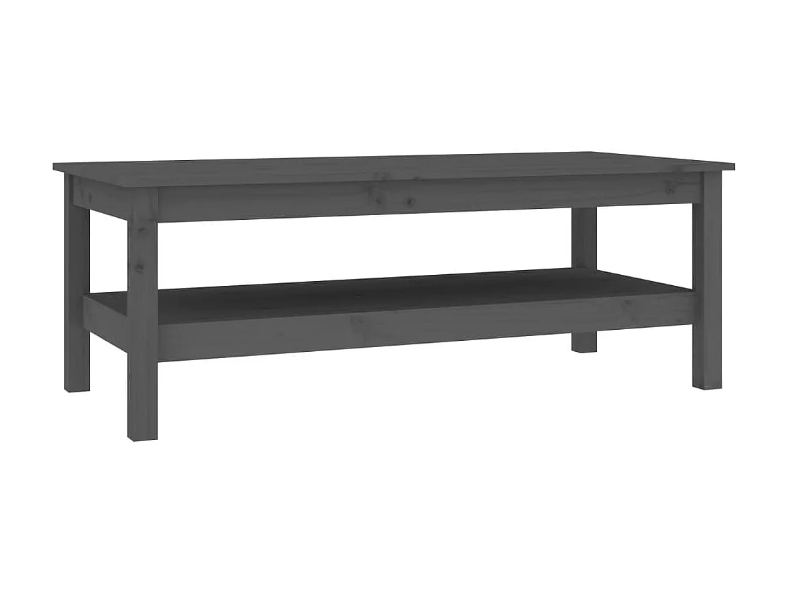 Table basse Gris 110x50x40 cm Bois massif de pin OFR92081 BonneVie Meuble