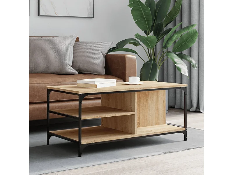 Table basse Chêne sonoma 100x50x45 cm Bois d'ingénierie OFR24105 BonneVie Meuble