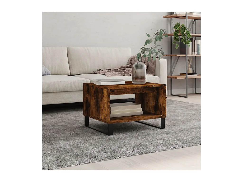 Table basse chêne fumé 60x50x40 cm bois d'ingénierie OFR69119 BonneVie Meuble
