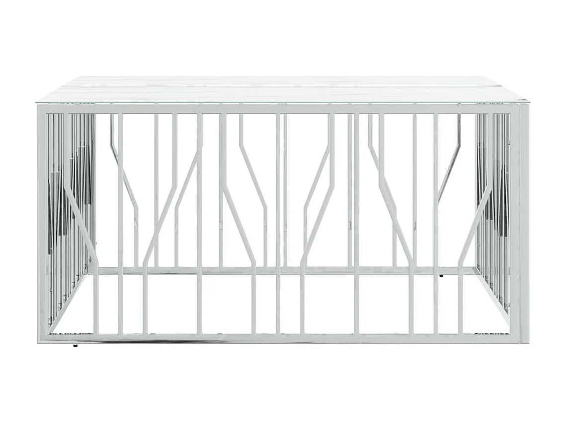 Table basse de salon, Table Café, Table d'appoint argenté 100x100x50 cm acier inoxydable et verre KEFWE39983 BonneVie Meuble