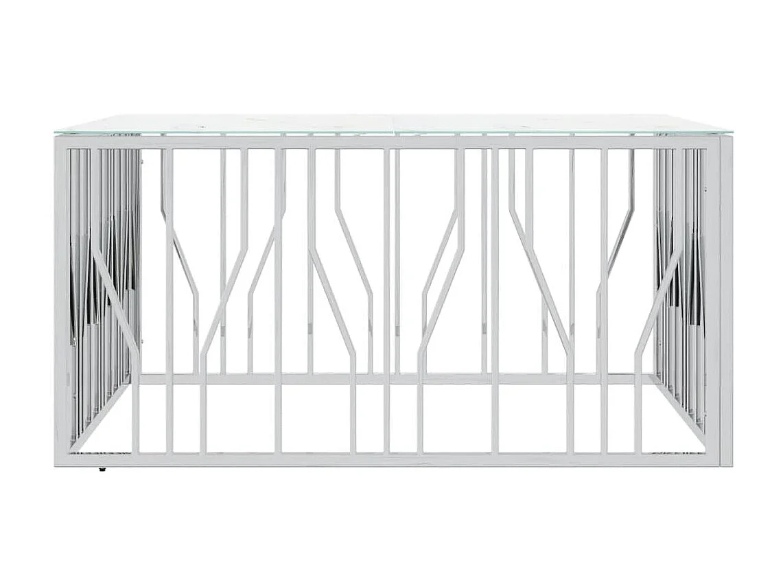 Table basse de salon, Table Café, Table d'appoint argenté 100x100x50 cm acier inoxydable et verre KEFWE39983 BonneVie Meuble