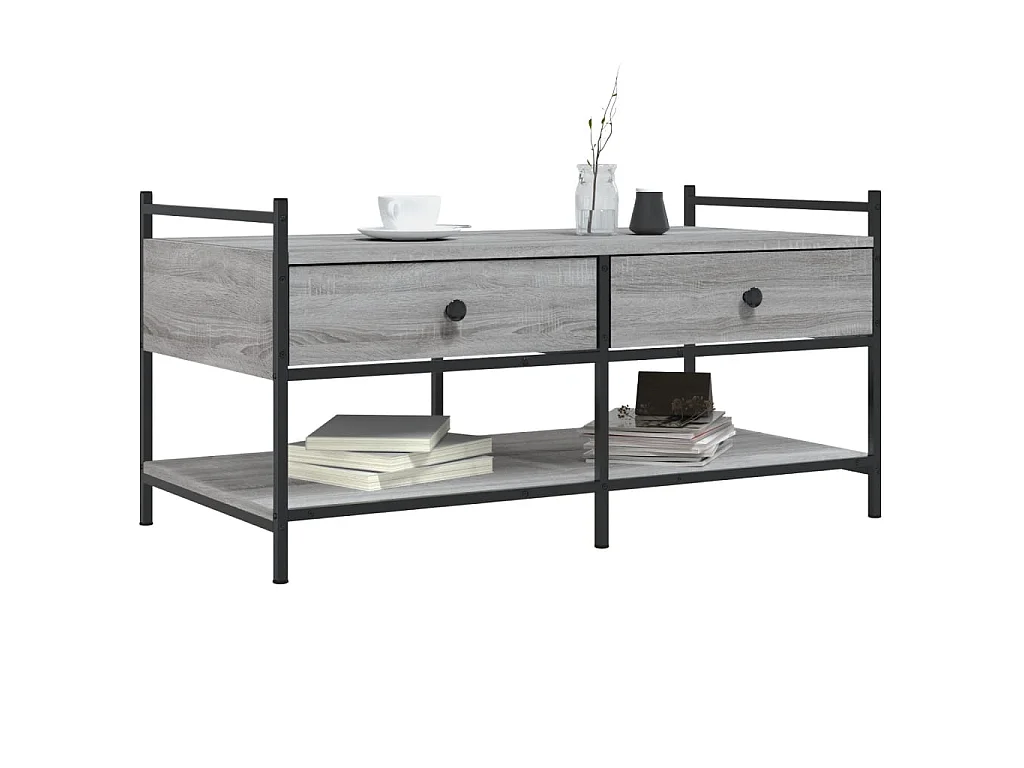 Table basse sonoma gris 99x50x50 cm bois d'ingénierie OFR99530 BonneVie Meuble