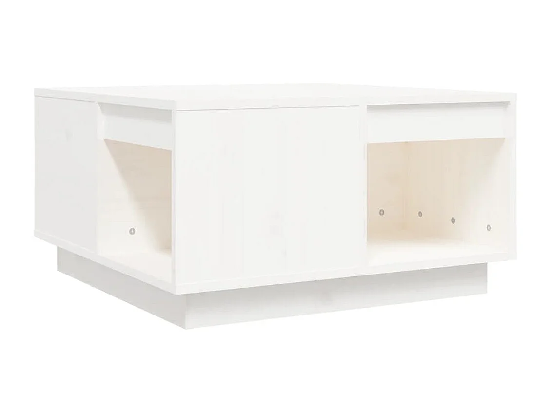Table basse Blanc 60x61x32,5 cm Bois massif de pin OFR90631 BonneVie Meuble