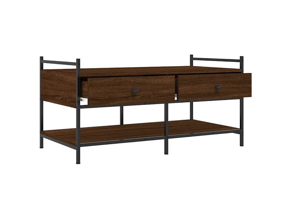 Mesa de centro madera de ingeniería roble marrón 99x50x50 cm ES53521