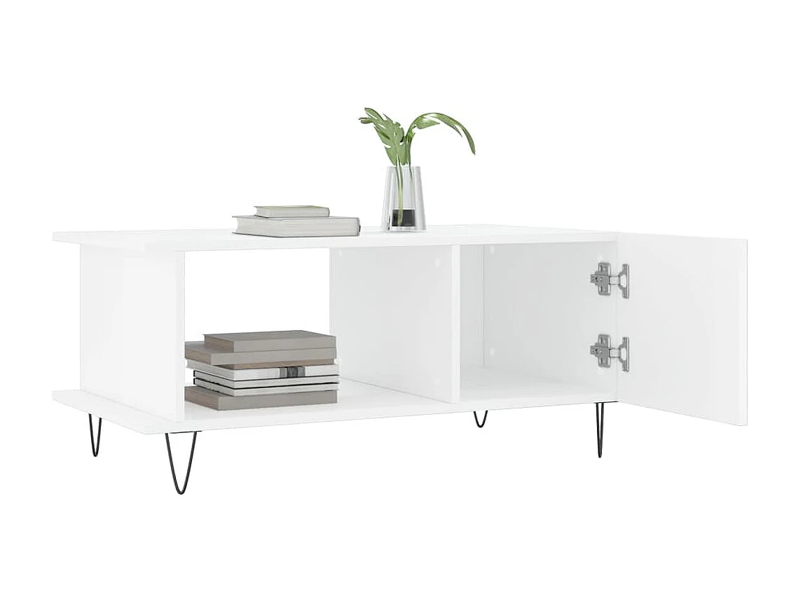 Table basse Blanc brillant 90x50x40 cm Bois d'ingénierie OFR36898 BonneVie Meuble