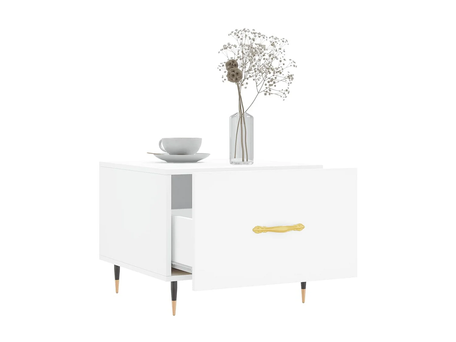 Table basse blanc 50x50x40 cm bois d'ingénierie OFR79667 BonneVie Meuble