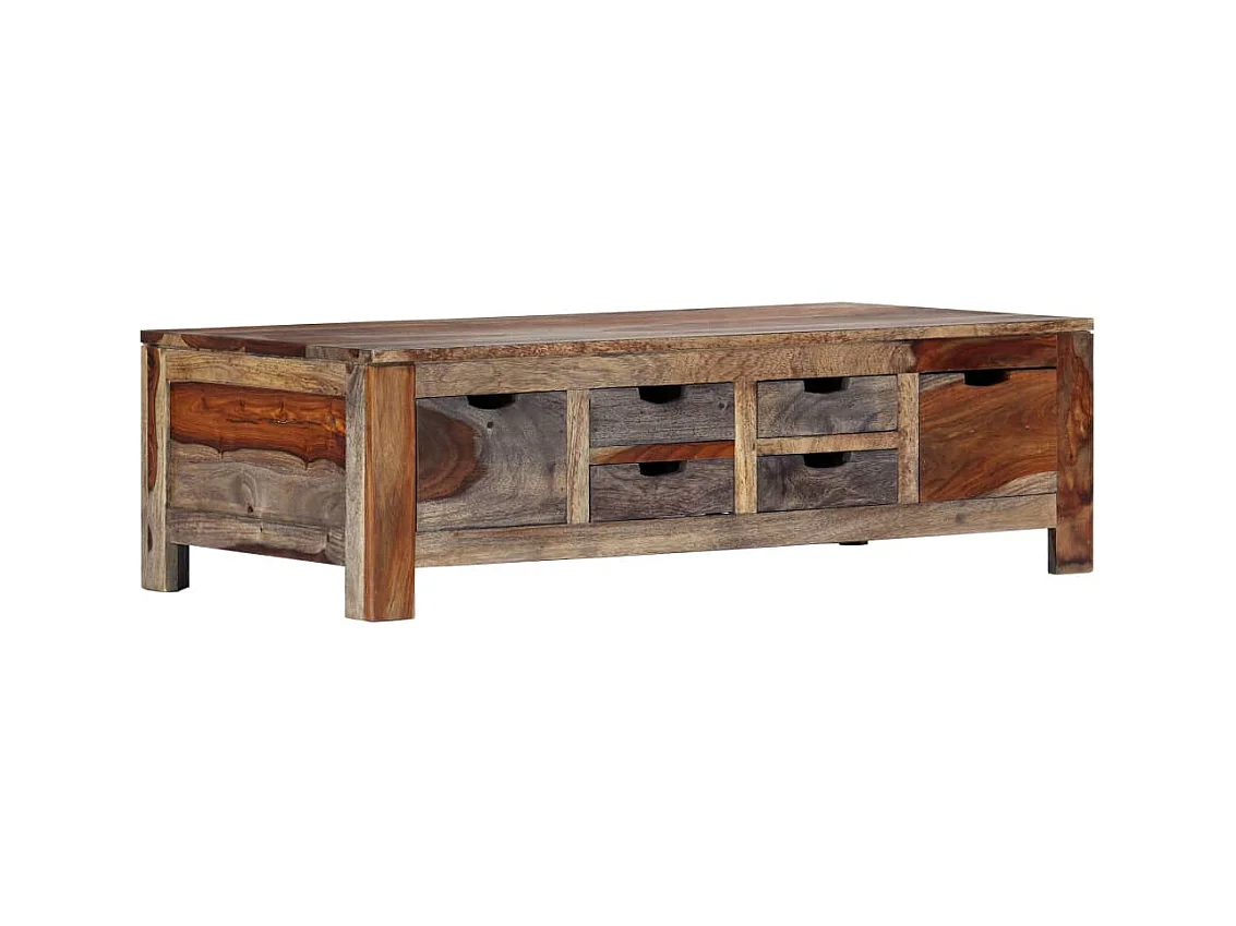 Table basse Gris 100x50x30 cm Bois de Sesham massif OFR41353 BonneVie Meuble