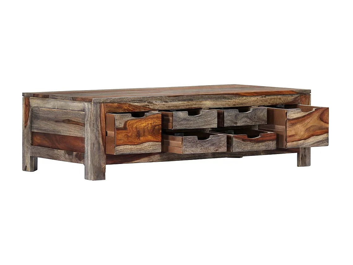 Table basse Gris 100x50x30 cm Bois de Sesham massif OFR41353 BonneVie Meuble