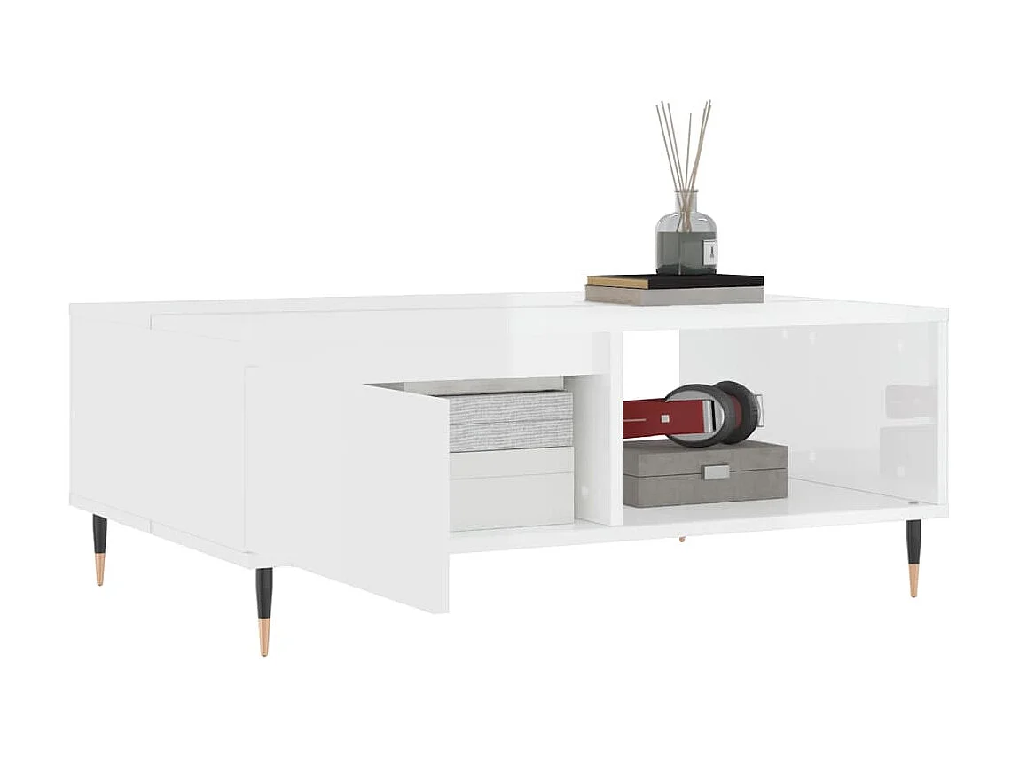 Mesa de centro 90x60x35cm derivados de madeira branco brilhante PT823547