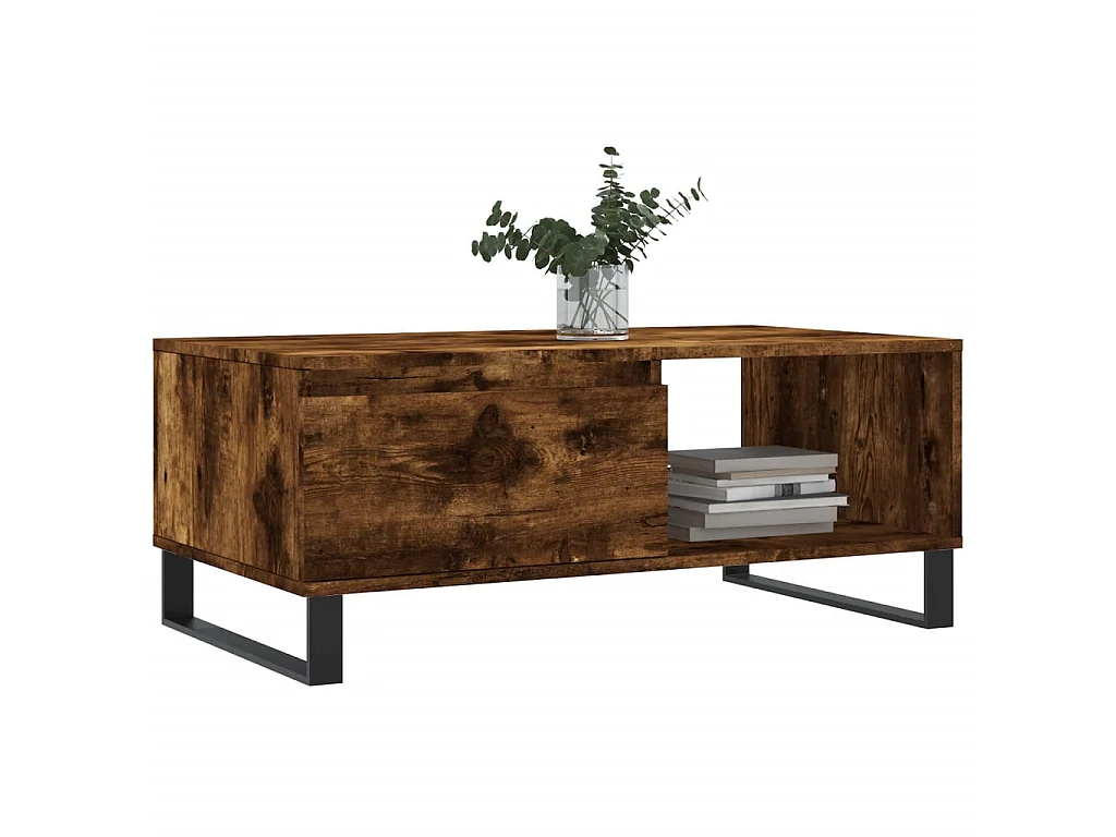Table basse Chêne fumé 90x50x36,5 cm Bois d'ingénierie OFR59333 BonneVie Meuble