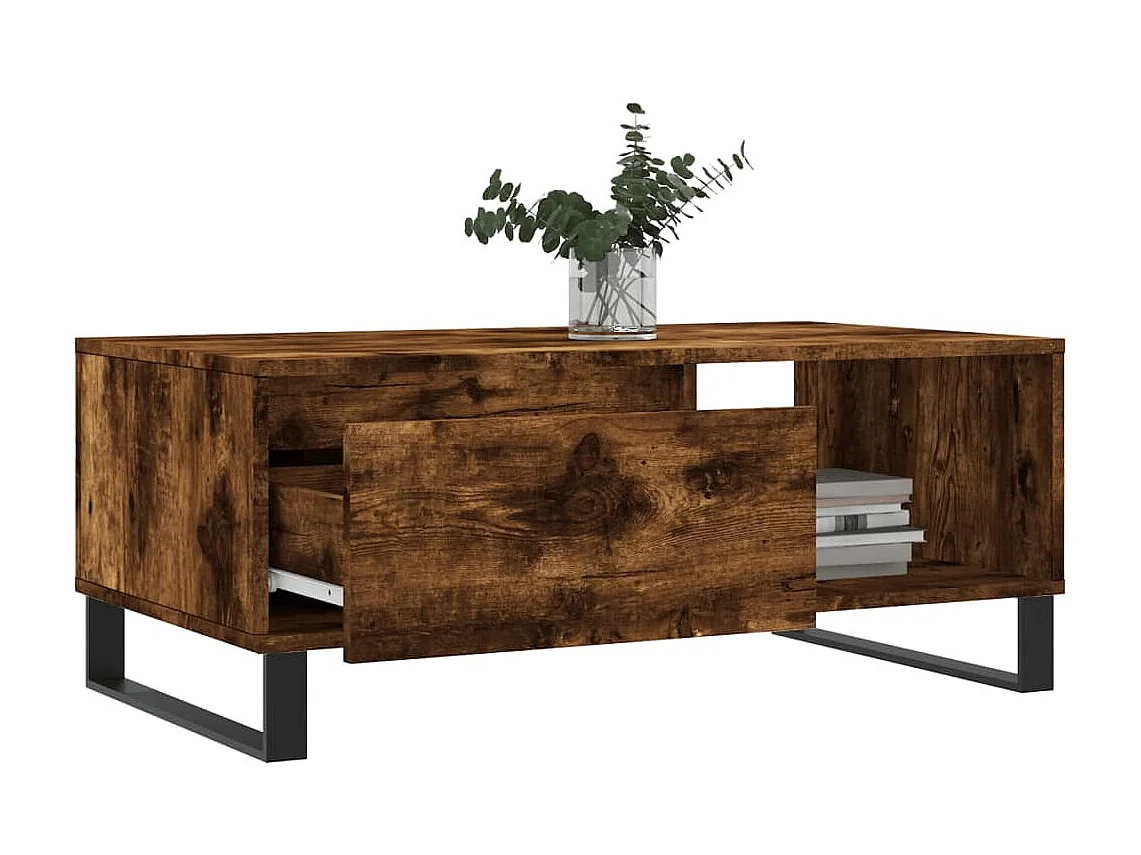 Table basse Chêne fumé 90x50x36,5 cm Bois d'ingénierie OFR59333 BonneVie Meuble