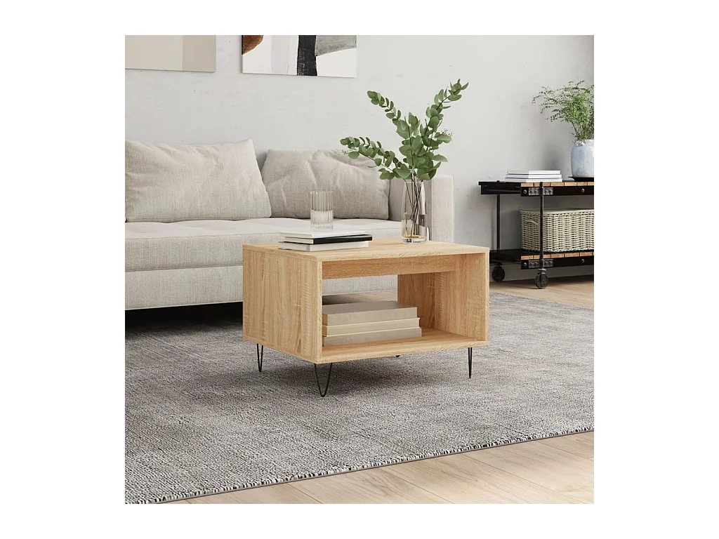 Table basse chêne sonoma 60x50x40 cm bois d'ingénierie OFR94401 BonneVie Meuble