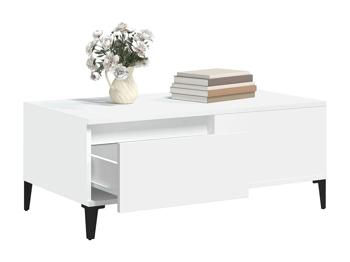 Mesa de centro madera contrachapada blanco 90x50x36,5 cm ES65235