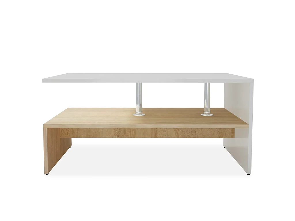 Table basse en aggloméré 90 x 59 x 42 cm Chêne et blanc OFR92334 BonneVie Meuble