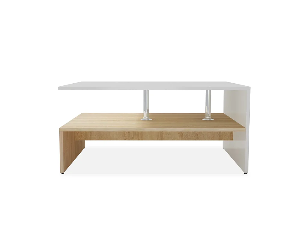 Mesa de centro madera de ingeniería blanco y roble 90x59x42 cm ES54023
