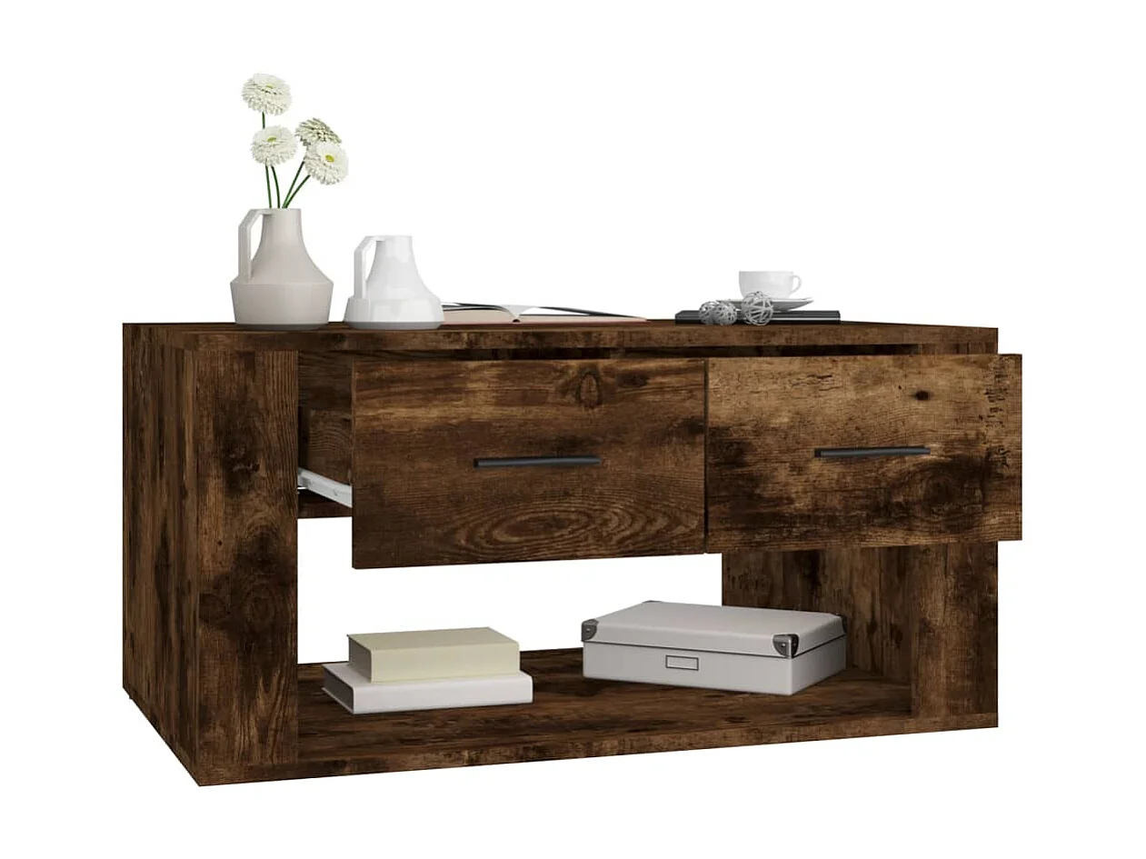 Table basse Chêne fumé 80x50x40 cm Bois d'ingénierie OFR43984 BonneVie Meuble