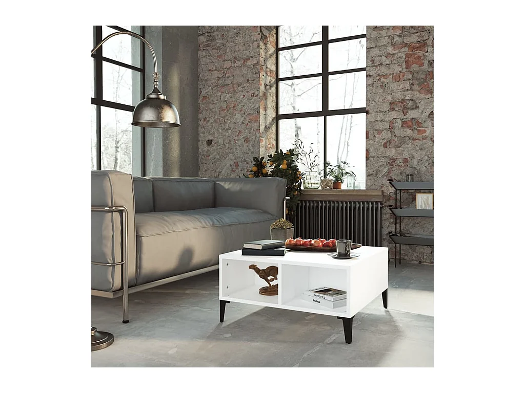 Mesa de centro madera contrachapada blanca 60x60x30 cm ES57065