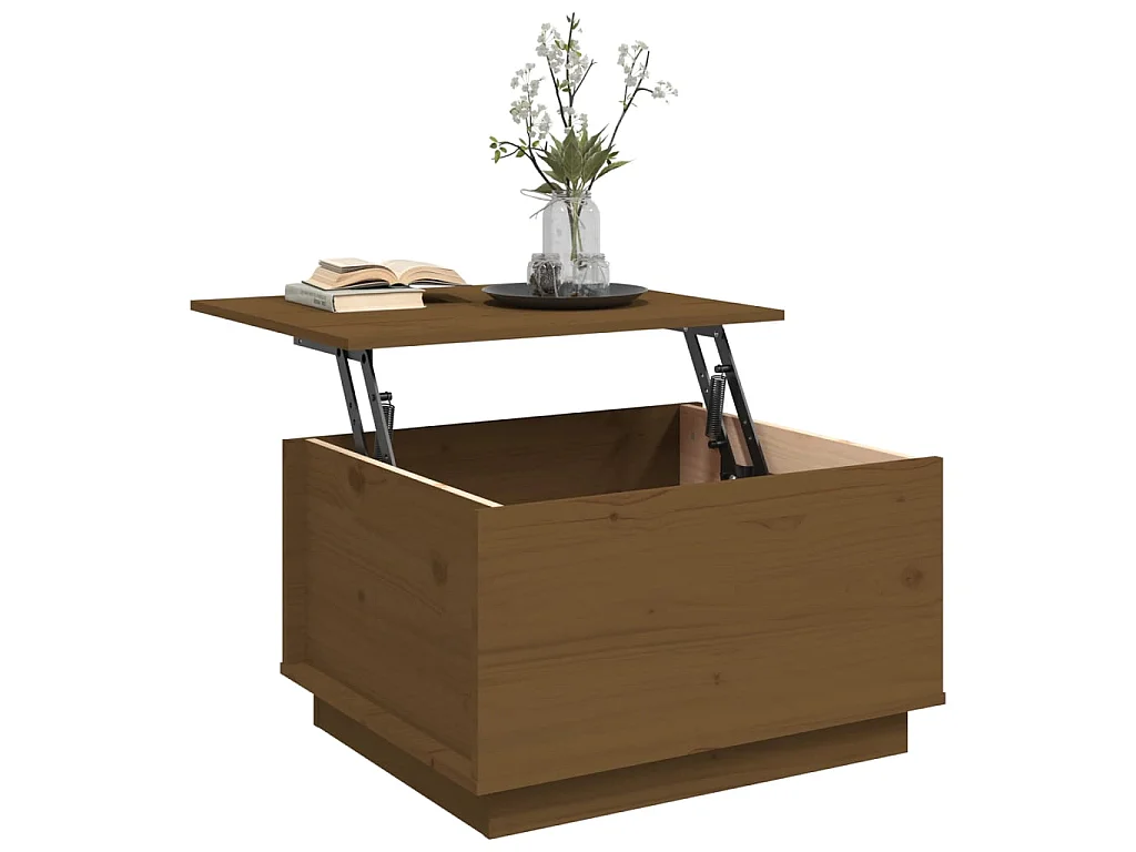 Mesa de centro madera maciza de pino marrón miel 60x50x35 cm ES919409