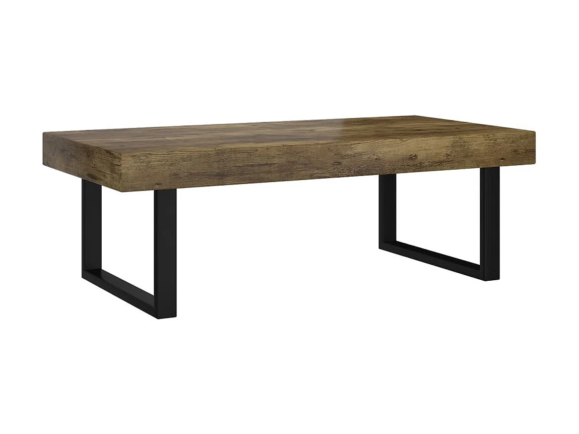 Table basse Marron foncé et noir 120x60x40 cm MDF et fer OFR51874 BonneVie Meuble