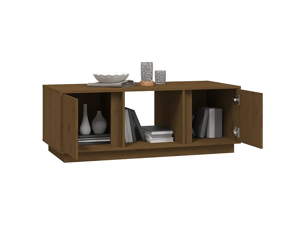 Table basse Marron miel 110x50x40 cm Bois massif de pin OFR70534 BonneVie Meuble