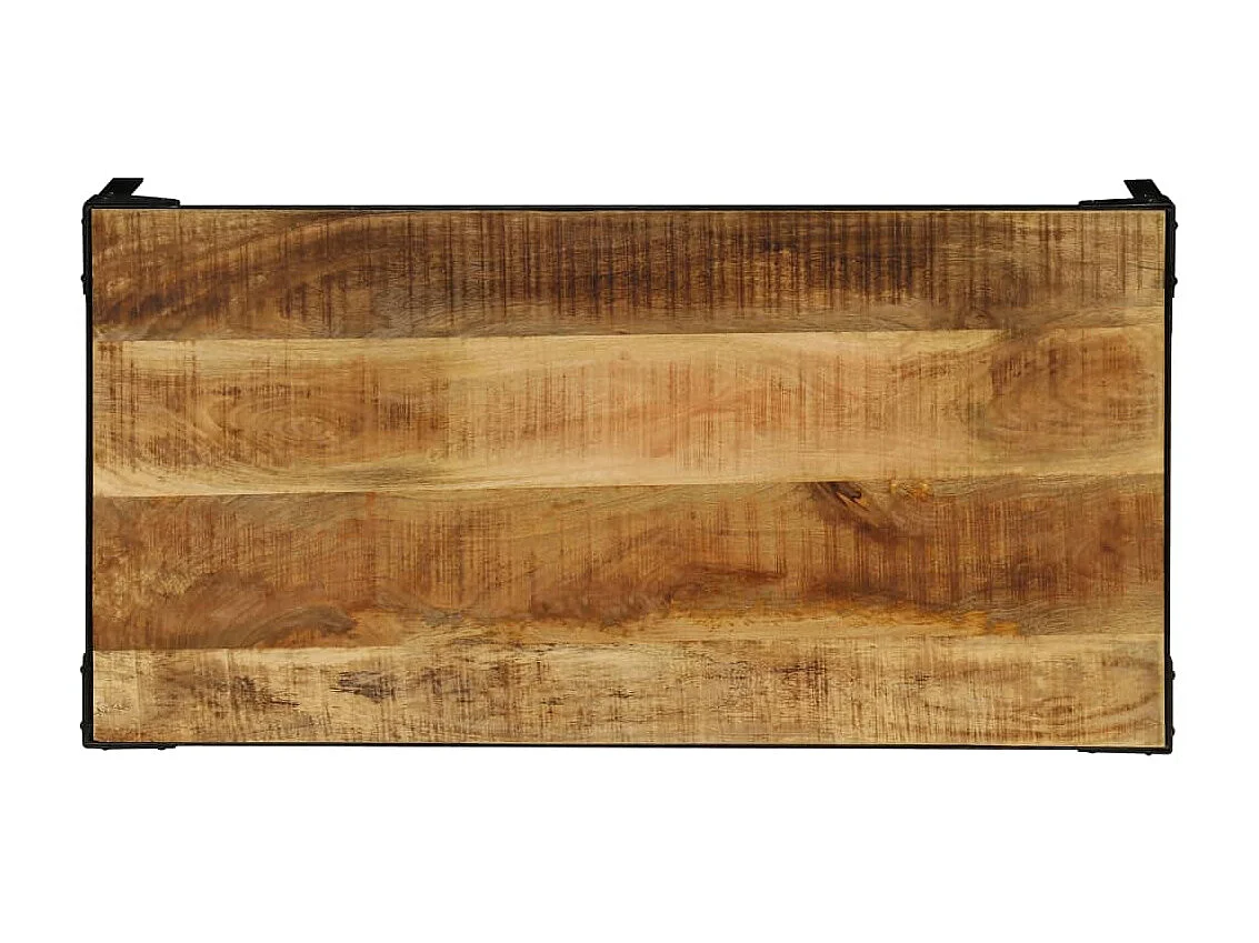 Mesa de centro madeira de mangueira maciça áspera e aço 110 cm PT669681