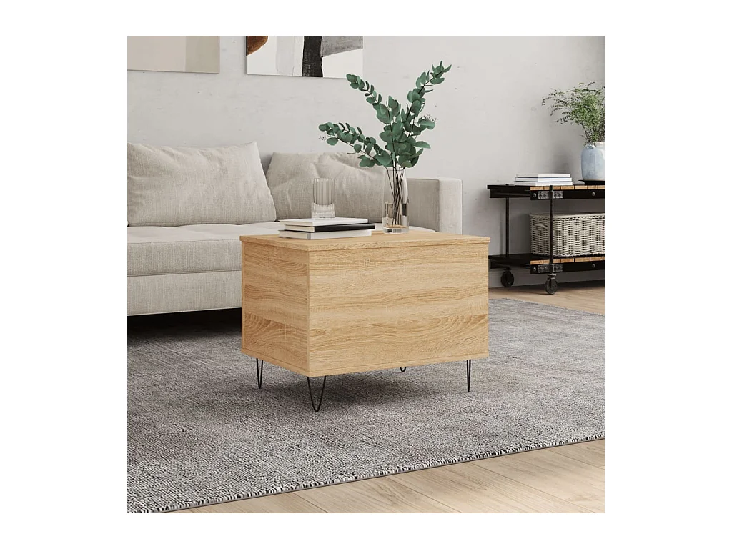 Table basse relevable Chêne sonoma 60x44,5x45 cm Bois d'ingénierie OFR46292 BonneVie Meuble