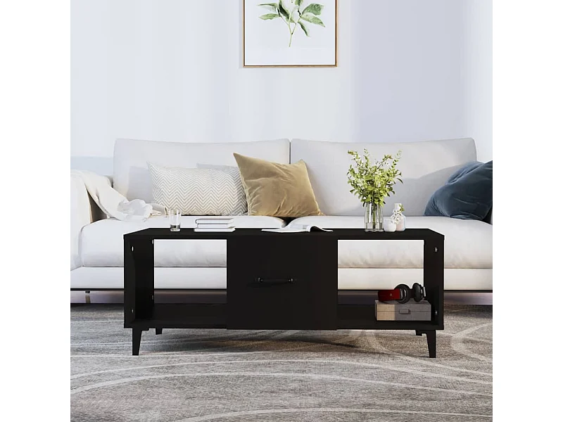 Table basse Noir 102x50x40 cm Bois d'ingénierie OFR42589 BonneVie Meuble