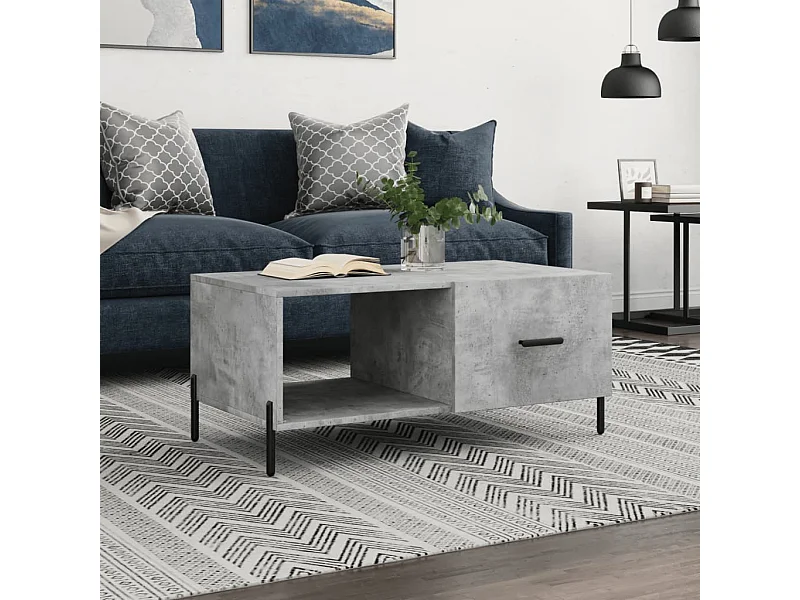 Mesa de centro madera contrachapada gris hormigón 90x50x40 cm ES31325