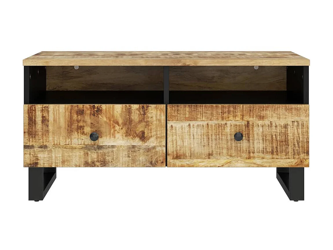 Table basse 80x54x40 cm Bois de manguier solide et d'ingénierie OFR65786 BonneVie Meuble