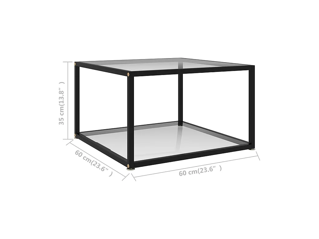 Mesa de centro 60x60x35 cm vidro temperado transparente PT304333